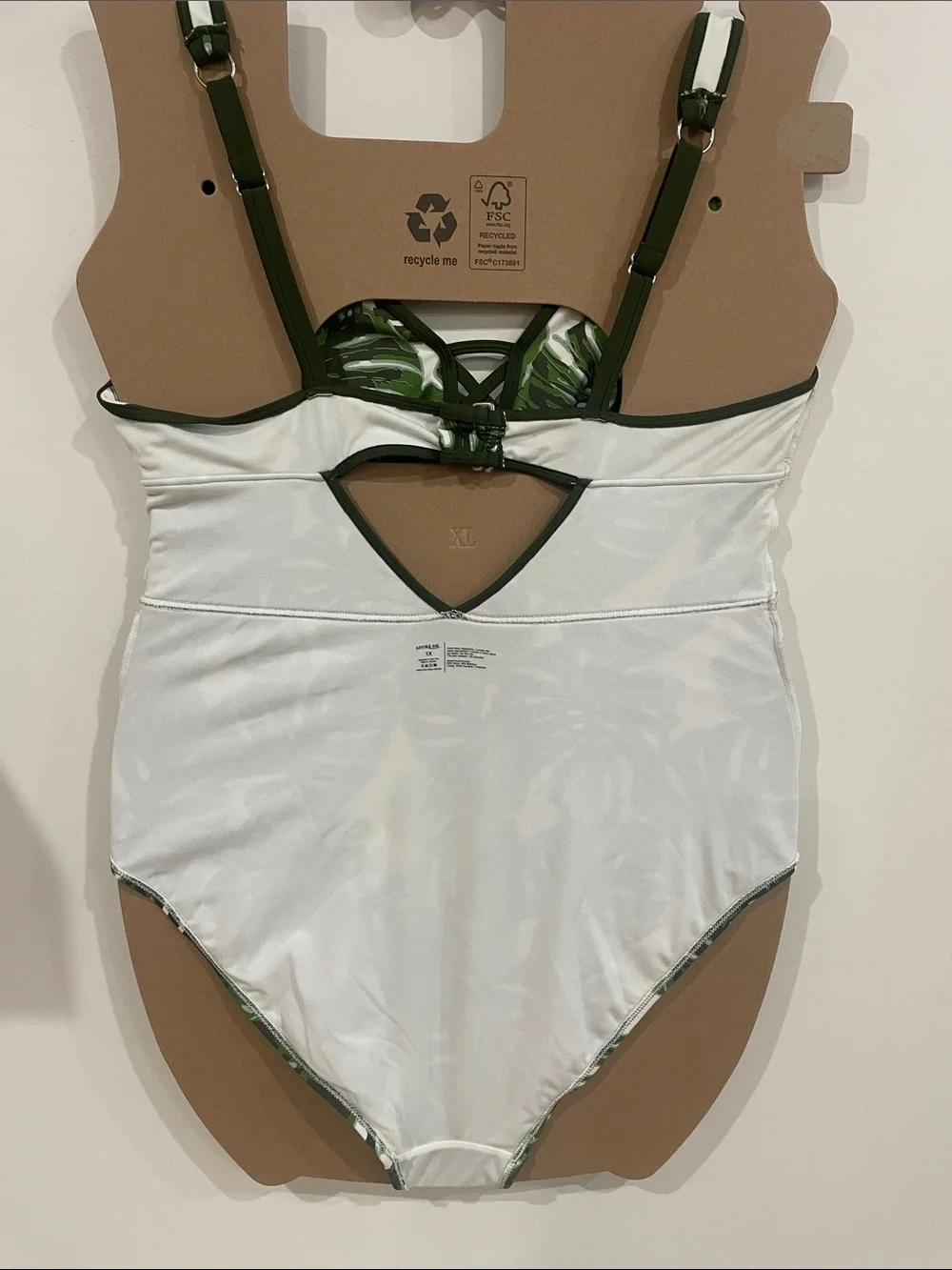 🍉 Adore Me Olive Green Tropical Lace-Up One-Piece Swimsuit
